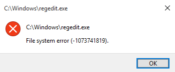 Ошибка файловой системы (-1073741819)