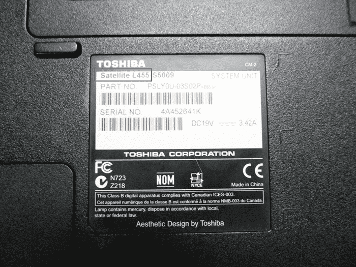 Узнаем название модели на ноутбуке Toshiba